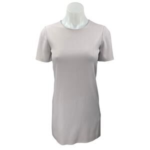 Aritzia Babaton Beige Short Sleeve Crew Neck Zip Mini T-Shirt Shift Dress Size S